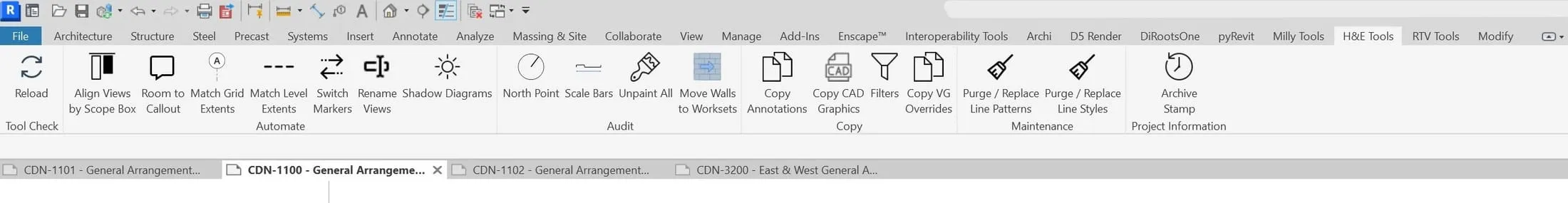 H&E Suite PyRevit Interface